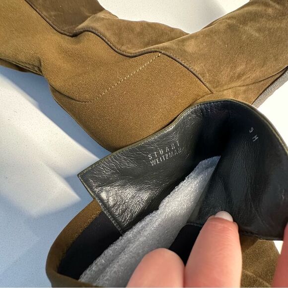 Stuart Weitzman Demiswoon Olive Green Suede Over the Knee Wedge Boots - Picture 8 of 8
